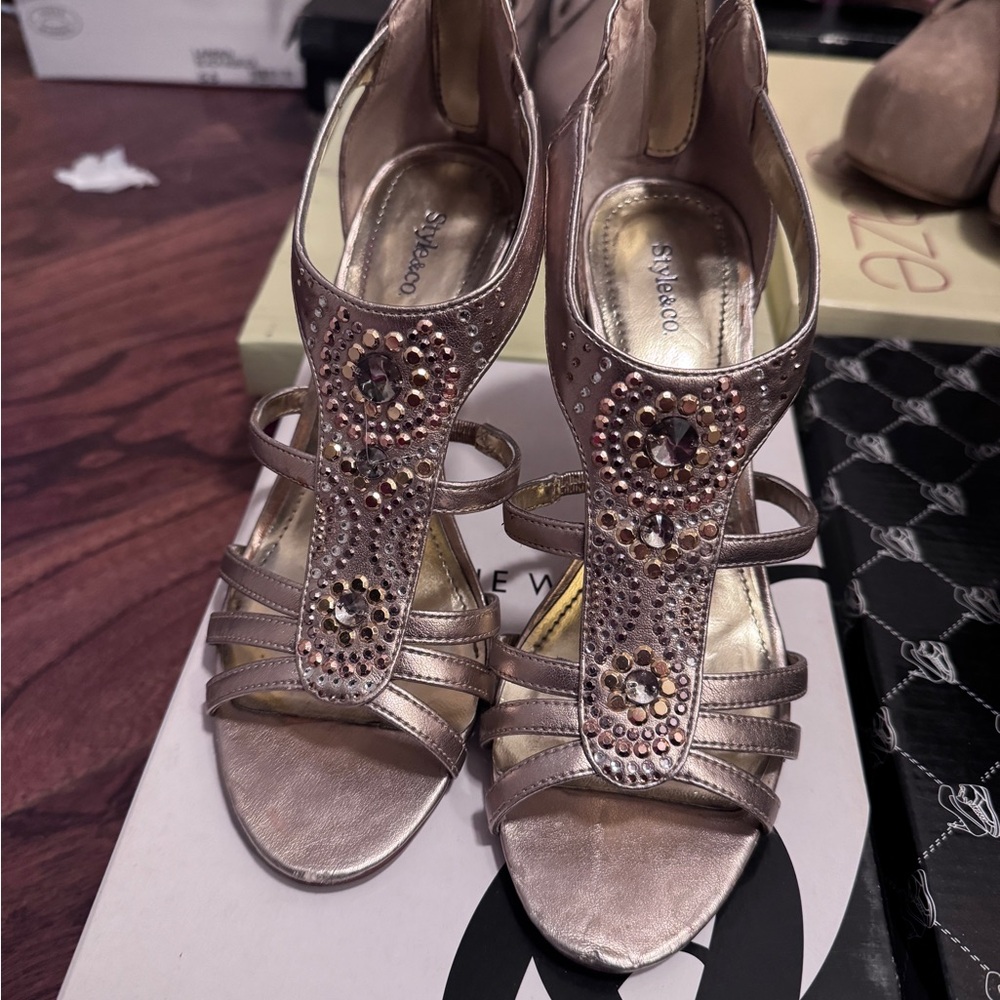 Style&Co Gold Embellished Sandals